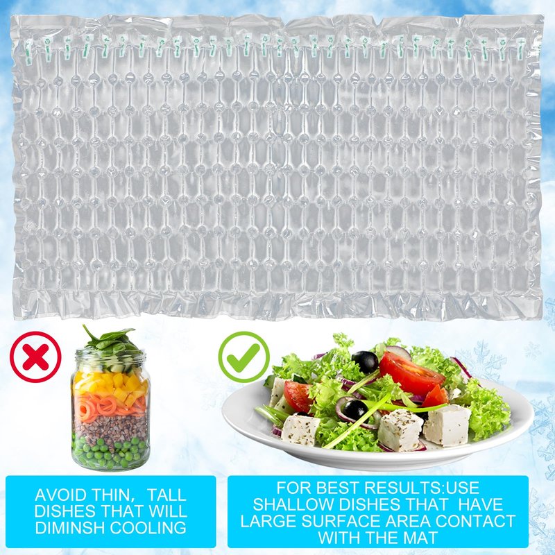 Reallnaive 2 Pack Reusable Freezable Ice Mat Sheets for Coolers Flexible Ice Packs for Food Trays, Cheese Boards, Deli Meats, Veggie Plates, Sushi, Party Platters (Clear)