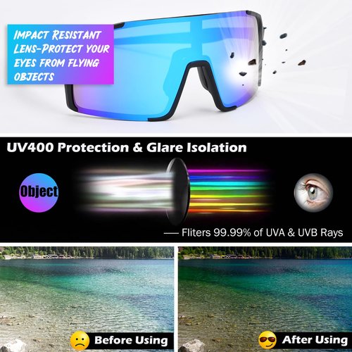 Semjar Cycling Glasses Mens Womens Boys,Polarized Sports Baseball Sun Glasses,UV Protection Big Sunglasses for Softball Beach Volleyball Biking MTB