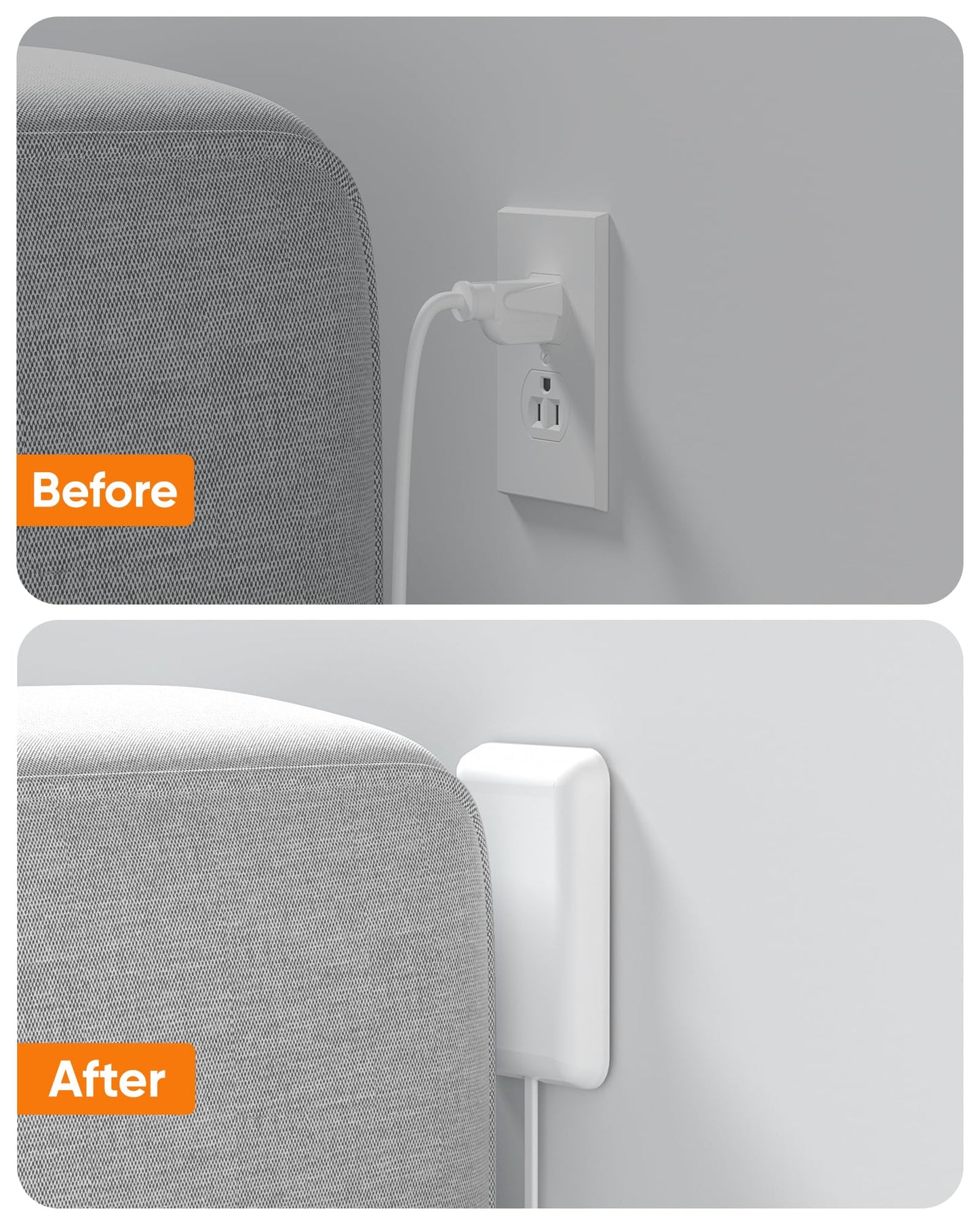 Olcorife Flat Outlet Extender with Cover, Flat Plug Power Strip with 6 AC Outlets, 2000 Joules Surge Protector, 3FT Flat Extension Cord, Home Office Travel Dorm Room Essentials