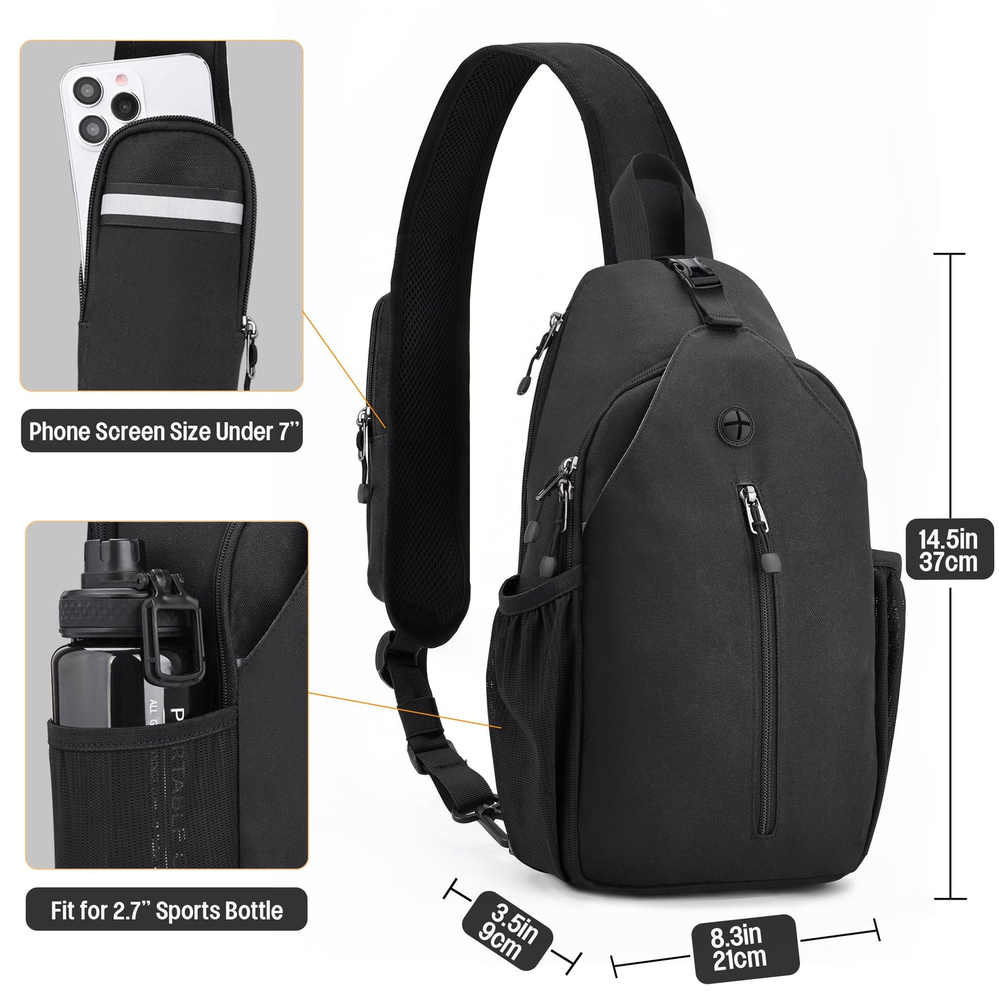 DEYACE Concealed Carry Bag for Men, YKK Zippers Large Crossbody Sling Backpack edc Bag with Gun Holsters, Travel Hiking Chest Pack Daypack