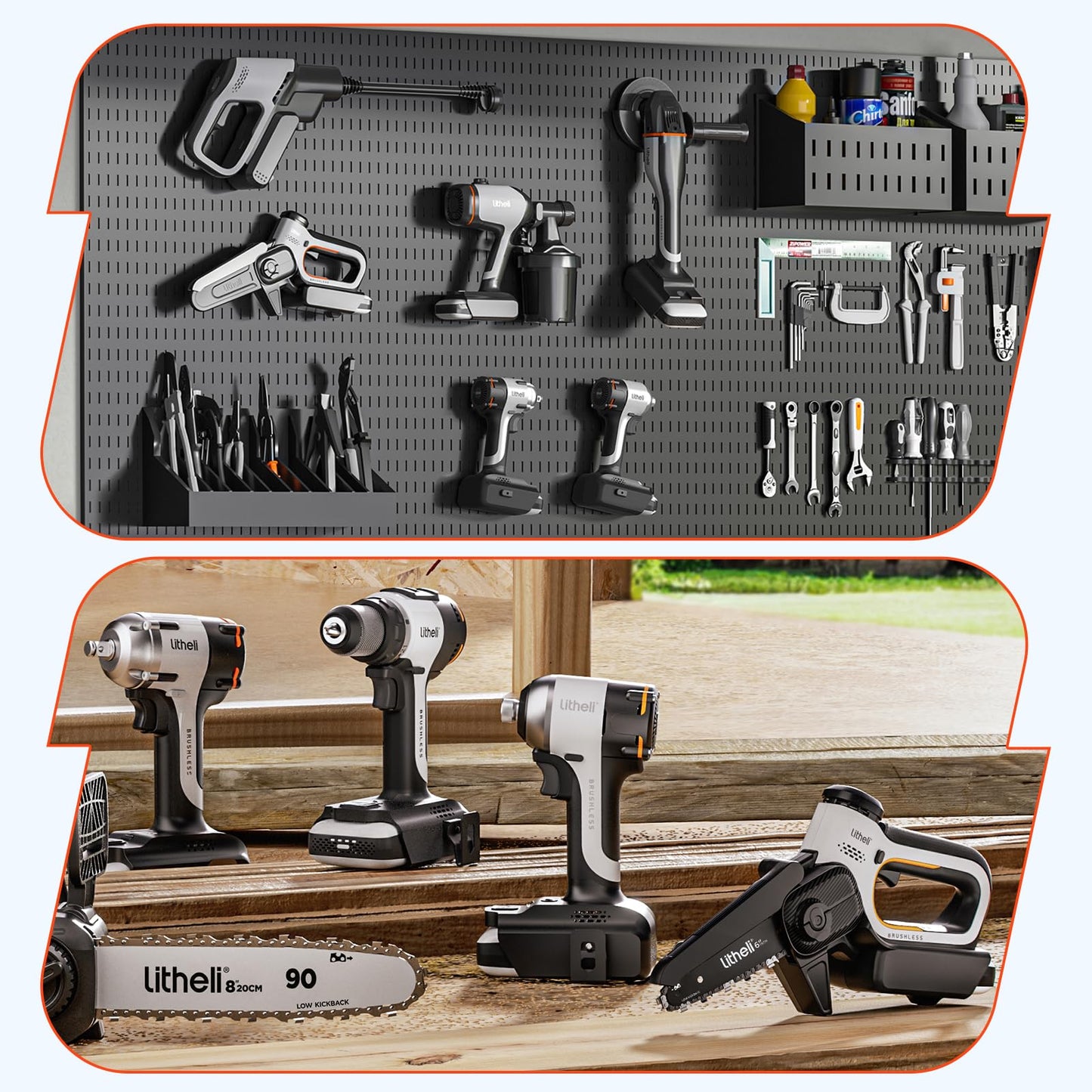 LiTHELi Cordless Impact Wrench, 1/2 Inch Hog Ring Brushless Impact Gun with 12,500 mAh Battery, Variable Speeds Impact Driver for Car Home, Charger not Included