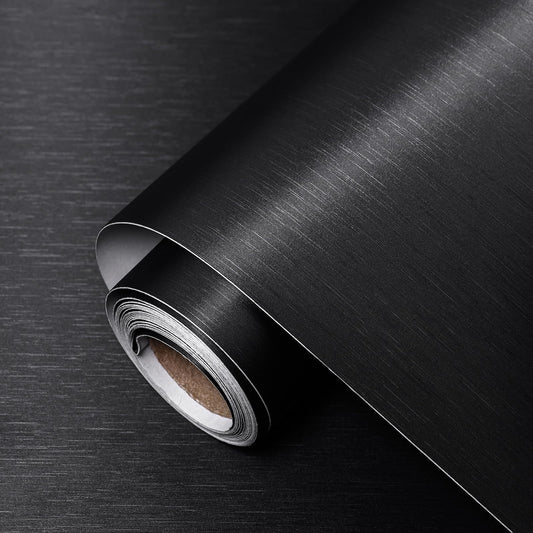 TAPETYLLER Stainless Steel Peel and Stick Wallpaper 15.7"x 118" Black Stainless Steel Contact Paper Countertop Removable Self Adhesive Thick Vinyl Waterproof for Wall Paper Fridge Kitchen Cabinets