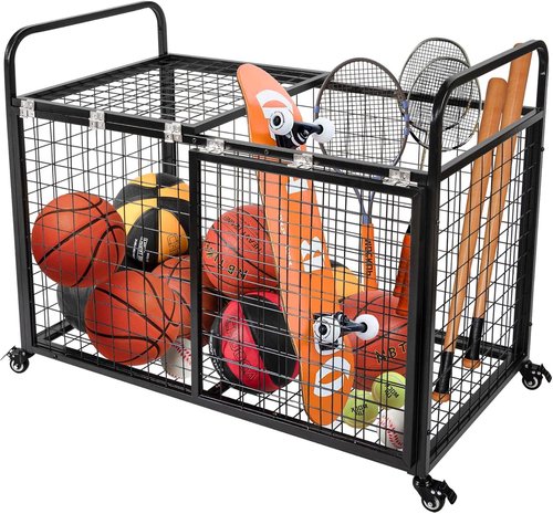 Heodmaem Ball Cart Storage - Extra Large Heavy-Duty Basketball Cage Bin for Indoor/Outdoor Use