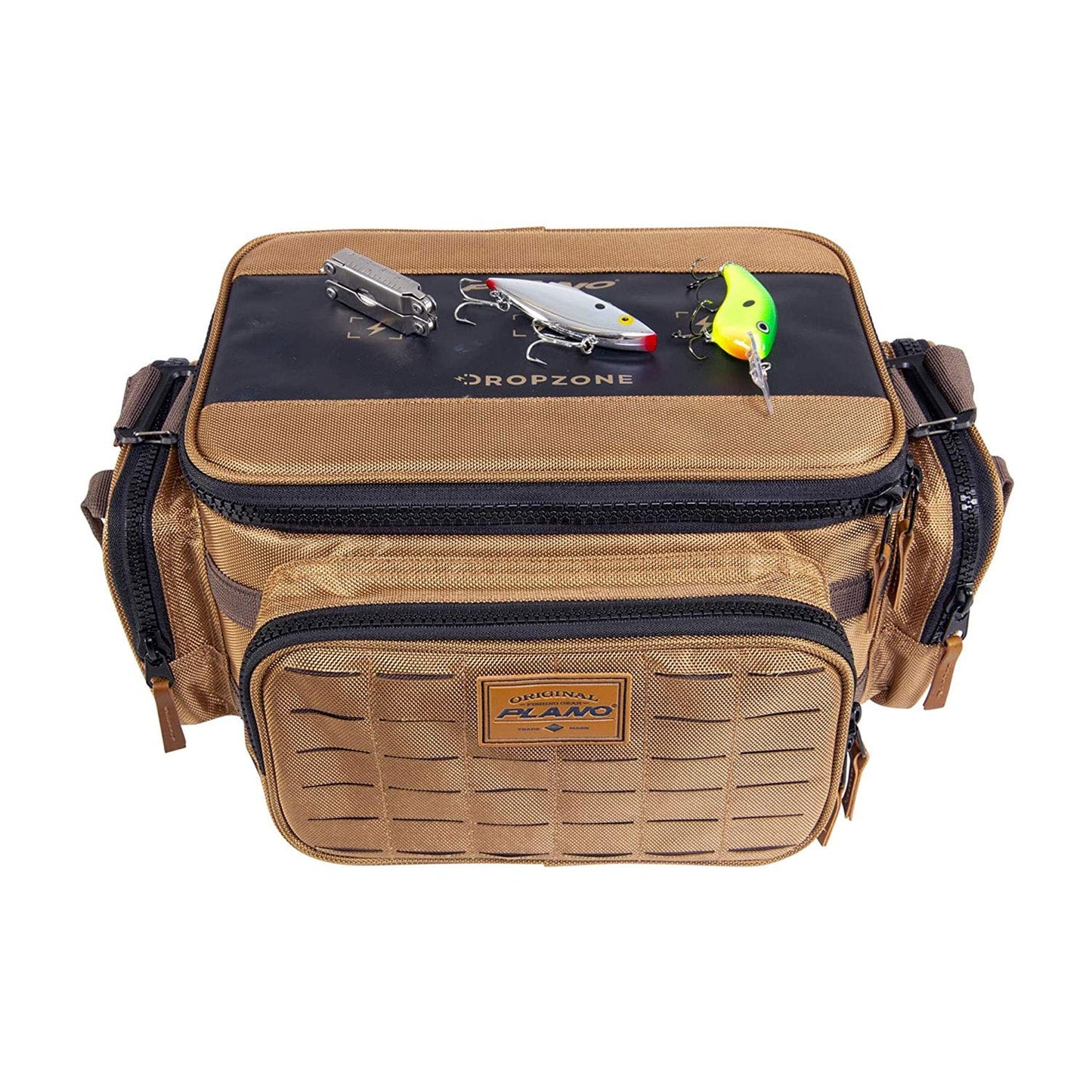 Plano Guide Series 3600 Tackle Bag, Medium, Beige 1680 Denier Fabric with Waterproof Base, Includes 5 Stowaway Utility Boxes, Premium Fishing Storage for Baits & Lures
