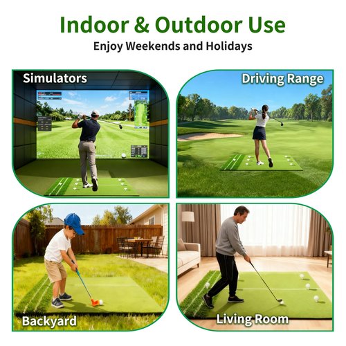 Golf Hitting Mat, 5x4ft Thickening Turf Golf Practice Mat for Golf Simulator Outdoor Indoor Training Golf Matts Gifts
