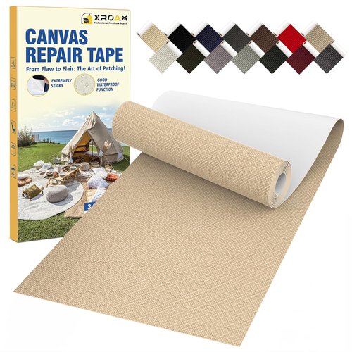 Canvas Repair Tape - 3.2 x 63 Inch Waterproof Heavy-Duty Fabric Tape for Furniture & Outdoor Use | Khaki