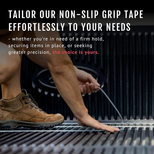 CATTONGUE GRIPS Non-Abrasive Grip Tape Roll - Heavy-Duty 2” Waterproof Anti-Slip Tape for Indoor & Outdoor Use (Clear, 10ft)