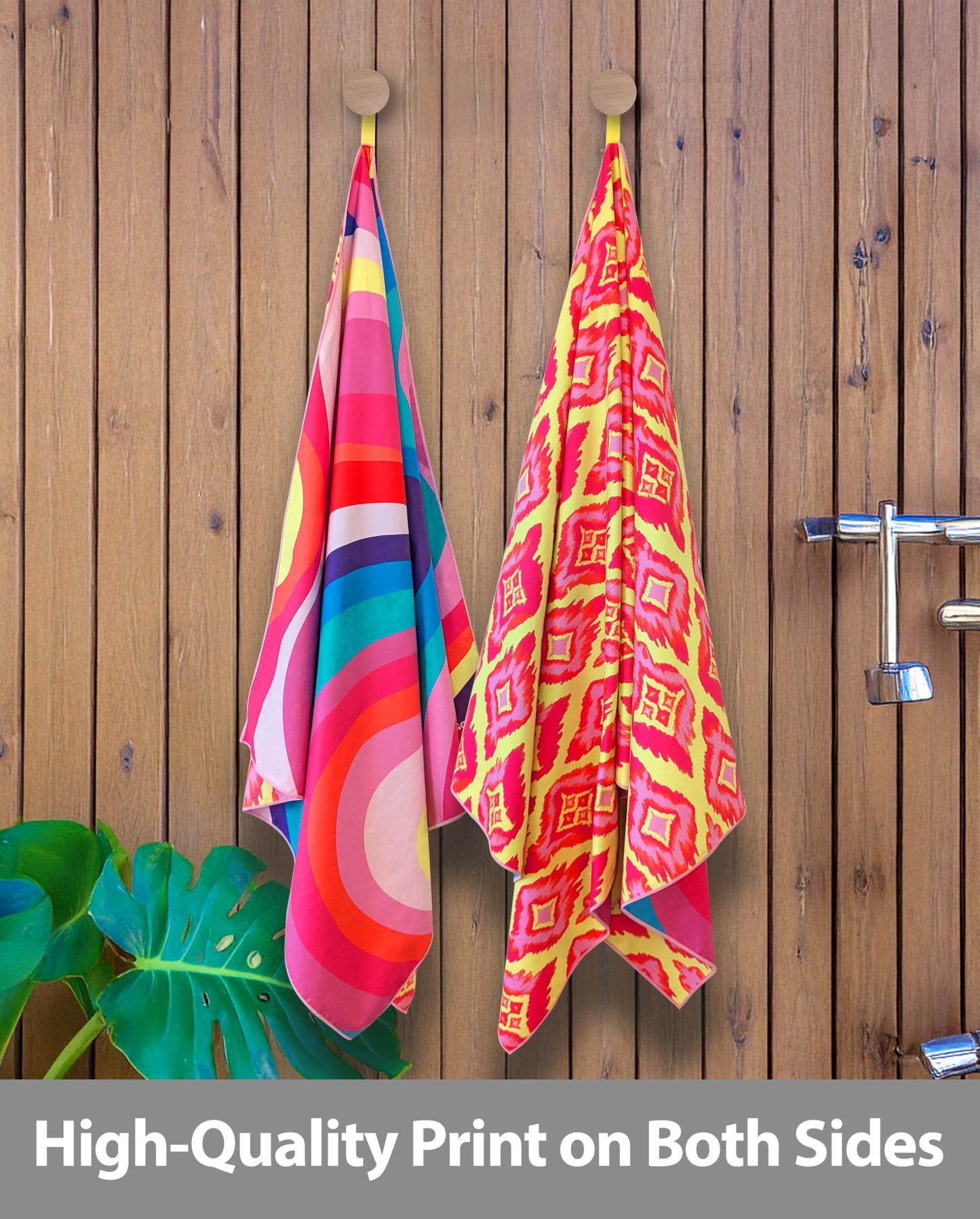 MintiMango Thin Microfiber Beach Towel Oversized 71X32 Lightweight, Quick Dry, Sand Free, High Absorbent, Compact, Pool, Gym, Camping, Cruise, Travel Towel, Beach Blanket, Carry Bag, Pink, Geometric
