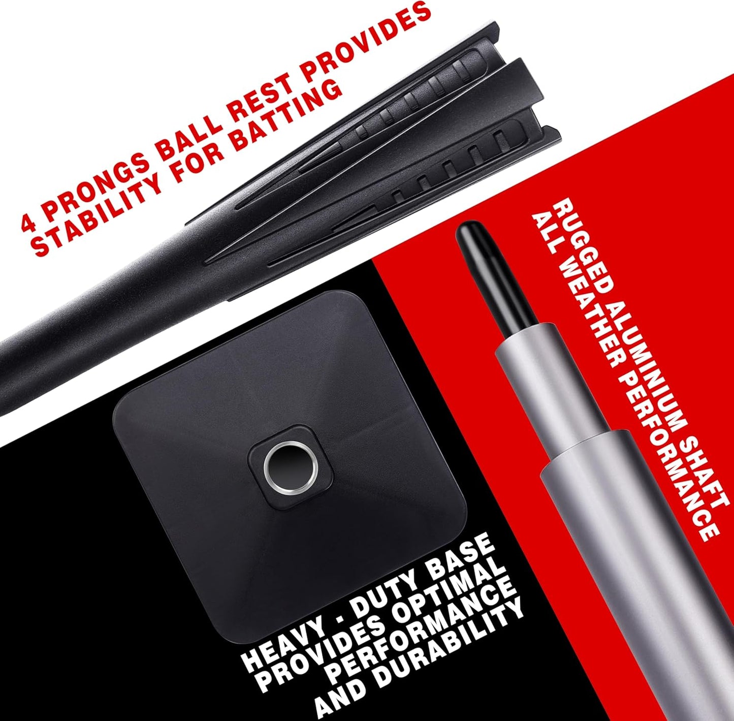 Skiennix 4-Prong Ball Rest Batting Tee - Adjustable 23" to 44" for Baseball & Softball Hitting