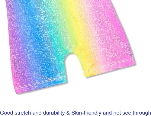 Domusgo Gymnastics Leotards for Girls - Sparkly One-Piece Unitard with Shorts | Pro Kids Size