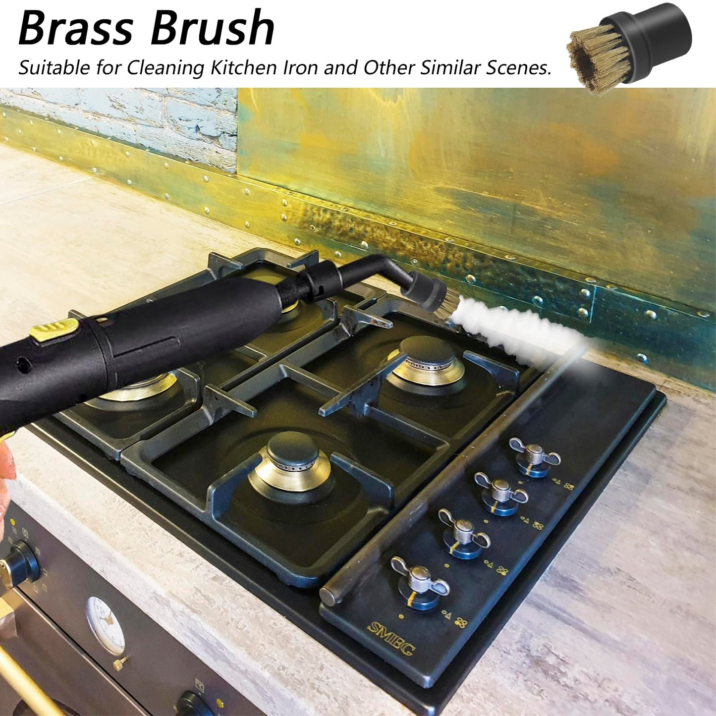 Steam Cleaner Attachments, 5 PCS Steam Cleaner Brush Head, Brass Brush Head Accessories for Karcher SC1 SC2 SC3 SC4 SC5 SC7 CTK10（2 PCS Brass Brushes + 3 PCS Nylon Brushes）