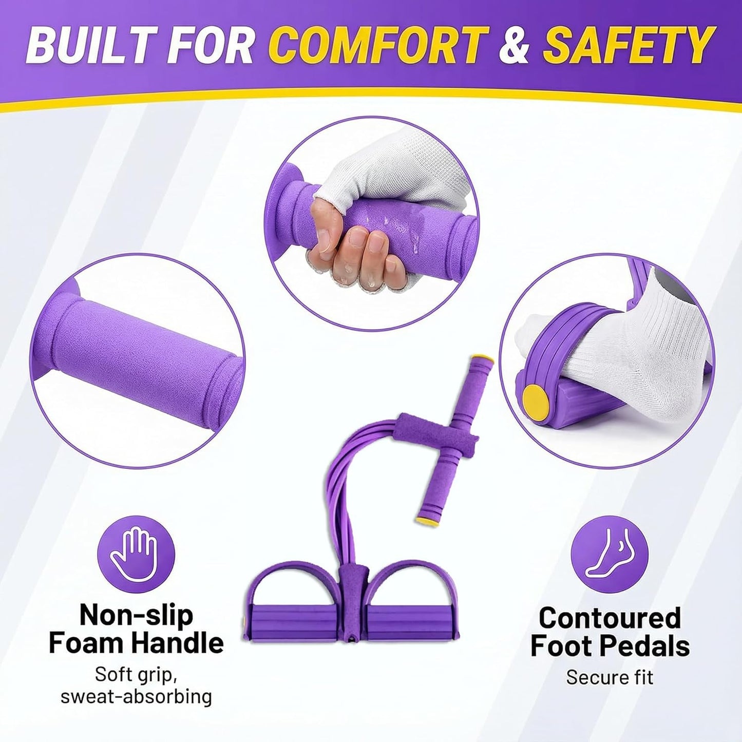 Pedal Resistance Band - 6-Tube Foot Pedal & Ankle Puller for Full Body Workout | Home Gym Equipment