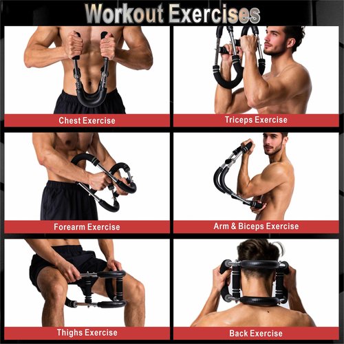 Rhewatin Twister Arm Trainer, Adjustable Resistance Chest Workout Equipment for Men Women, Forearm Biceps Tricep Chest Thigh Exerciser, Portable Spring Home Workout Bar, Medium (60-90lb)