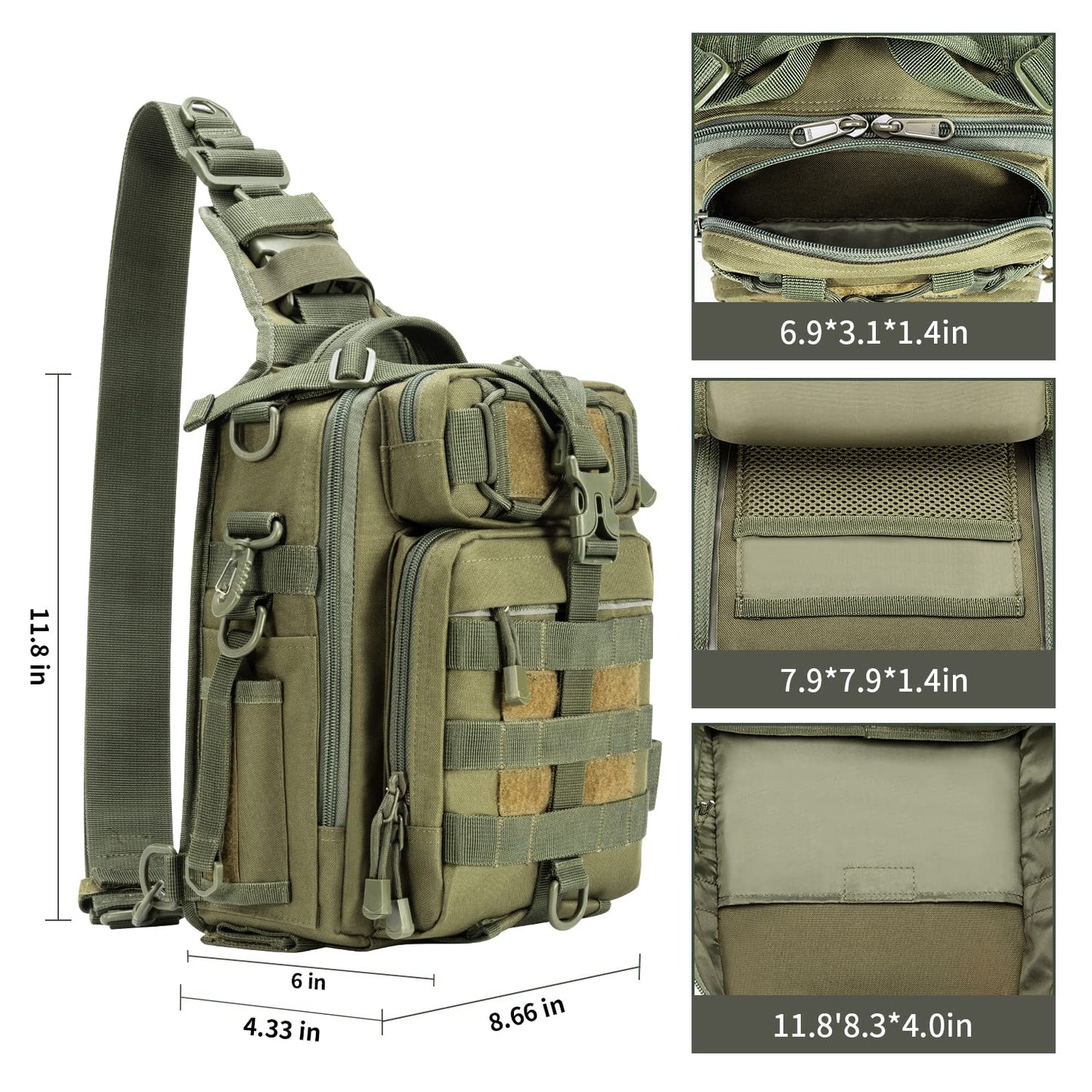 BLISSWILL Fishing Backpack Outdoor Tackle Bag Large Water-resistant Fish pack with Rod Holder Shoulder Backpack fishing gifts for men (Army Green)