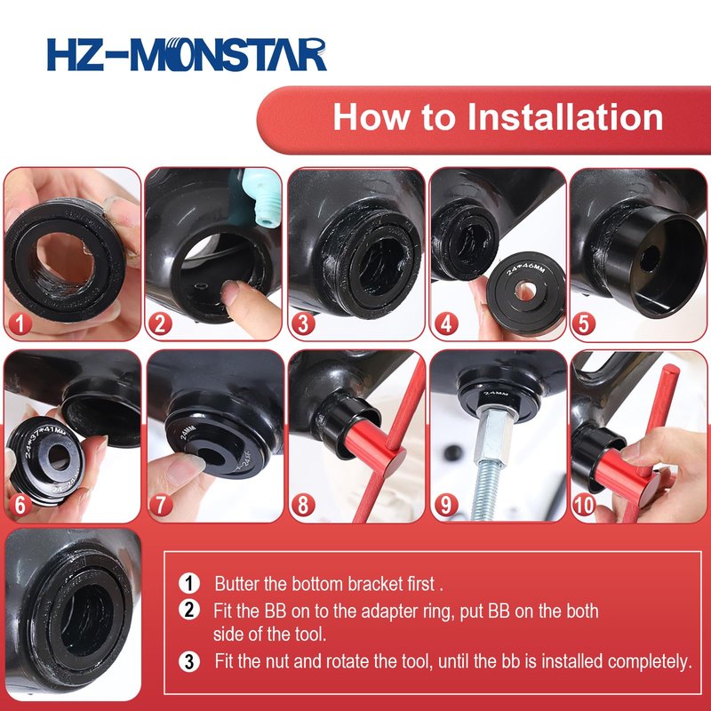 HZ-MONSTAR Bicycle Headset Press Tool Installation Tools, Bicycle Headset Bearing Press-in Tool, Bike Headset Cup and Bottom Bracket Press Installer Kit Replacement for BB73 BB86 BB30 BB91 BB92 PF30