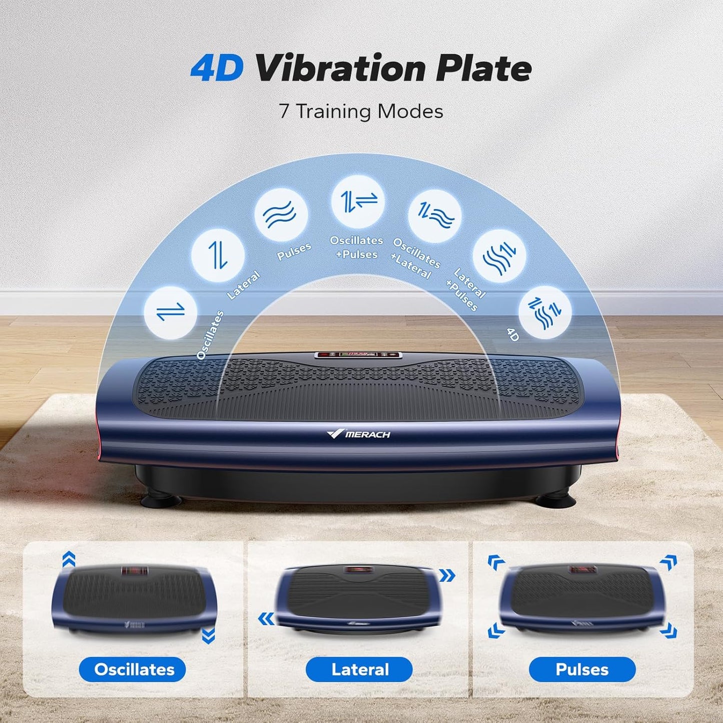 MERACH Vibration Plate Exercise Machine - 3D & 4D Whole Body Vibration for Weight Loss | Includes 2 Tension Ropes