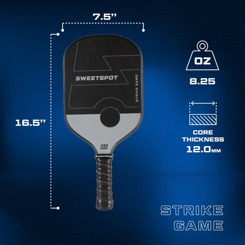 SweetSpot Strike Game Carbon Fiber Pickleball Paddle | USAPA Approved | Lightweight Pickle Ball Racket | Black and Mint