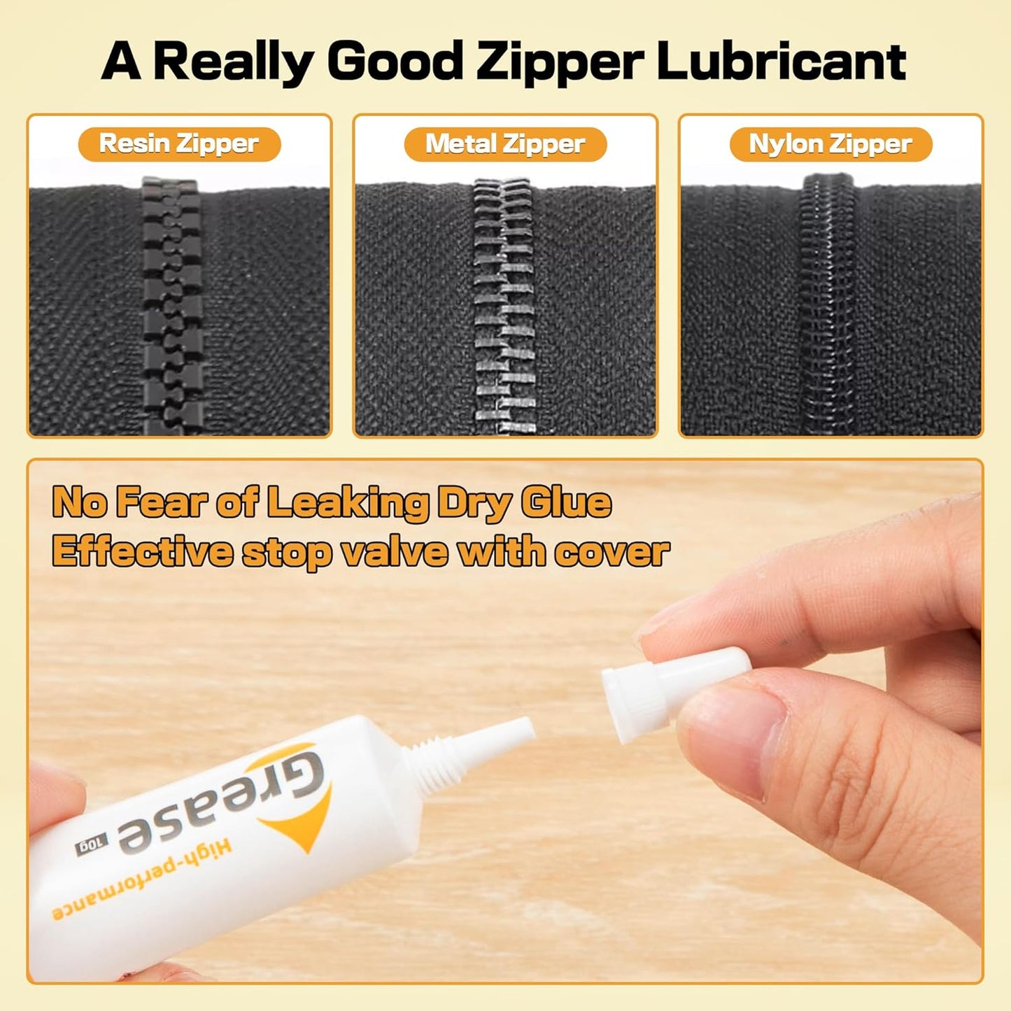Skiennix Zipper Lubricant - 5 Pack Instant Waterproof Grease for Metal & Plastic | Long-Lasting Zip Care