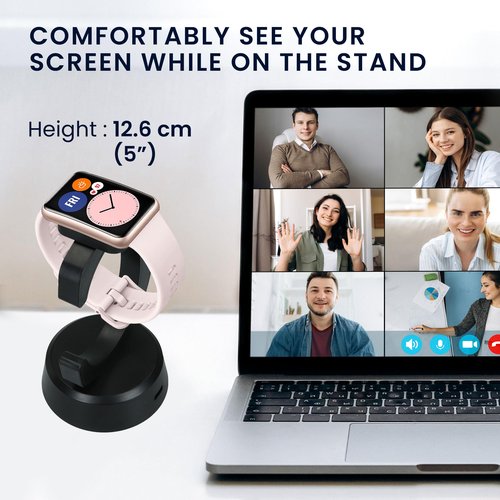 kwmobile Smartwatch Docking Station Compatible with Huawei Watch Fit/Band 9 / Band 8 / Band 7 / Band 6 / Watch Fit 3 Charge Stand - Magnetic Dock - Black