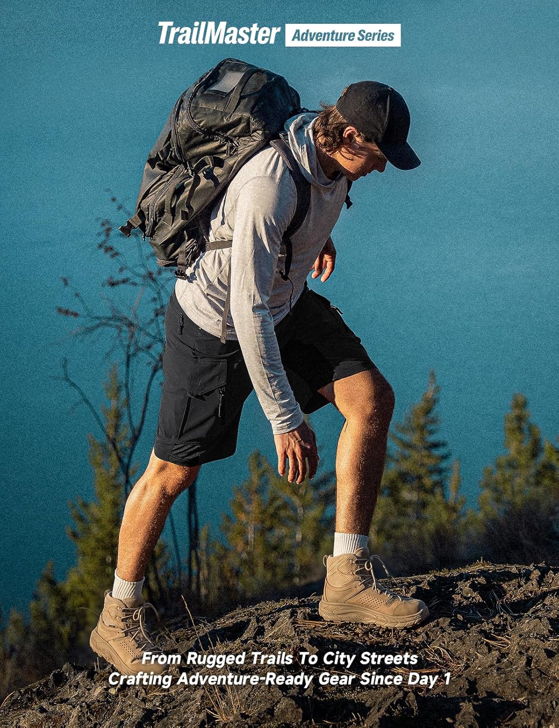 Moosehill Men's Hiking Cargo Shorts - Quick Dry Lightweight Stretch for Outdoor Adventures | 9 Pockets