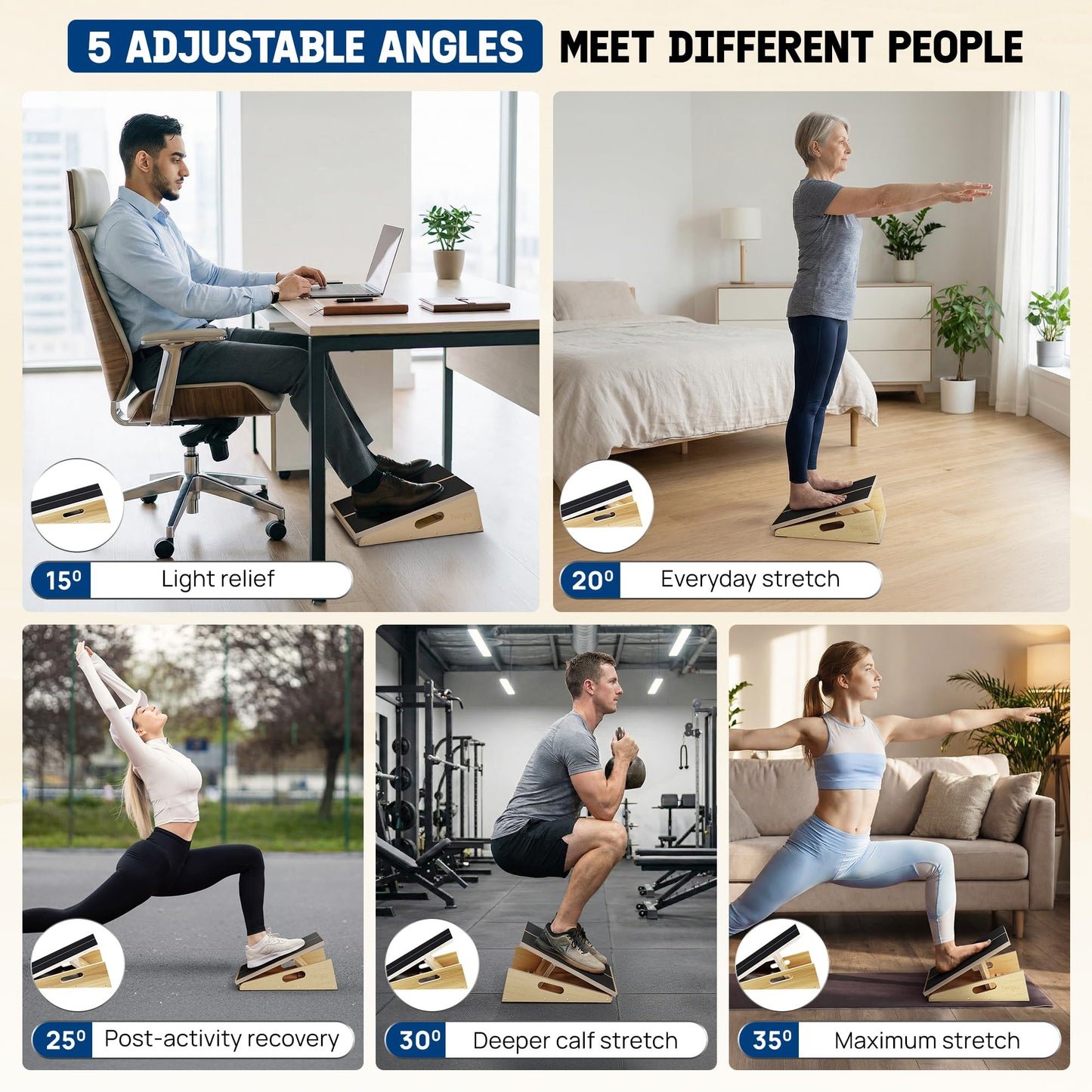 Yes4All Professional Incline Board, Slant board calf stretching, Squat Wedge and Anti-Slip Surface, Portable Side Handle Design for Easy Movement