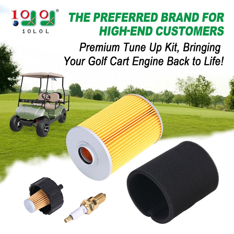 10L0L Golf Cart Air Filter Tune Up Kit for Yamaha with Spark Plug, Filter Kits Set for G2 G8 G9 G11 4 Cycle Gas 1985-1994, Replace J10-14417-00 J38-14450-00