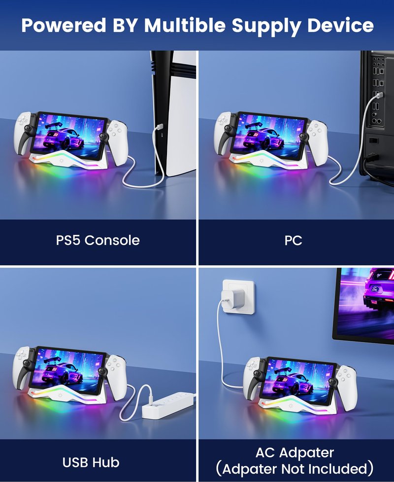 Upgraded for PlayStation Portal Charging Dock with Fast Charging & LED Indicator - Magnetic USB-C Adapter Included (2 Pcs) - Charging Stand for PS Portal (Not Compatible with Protective Cases)