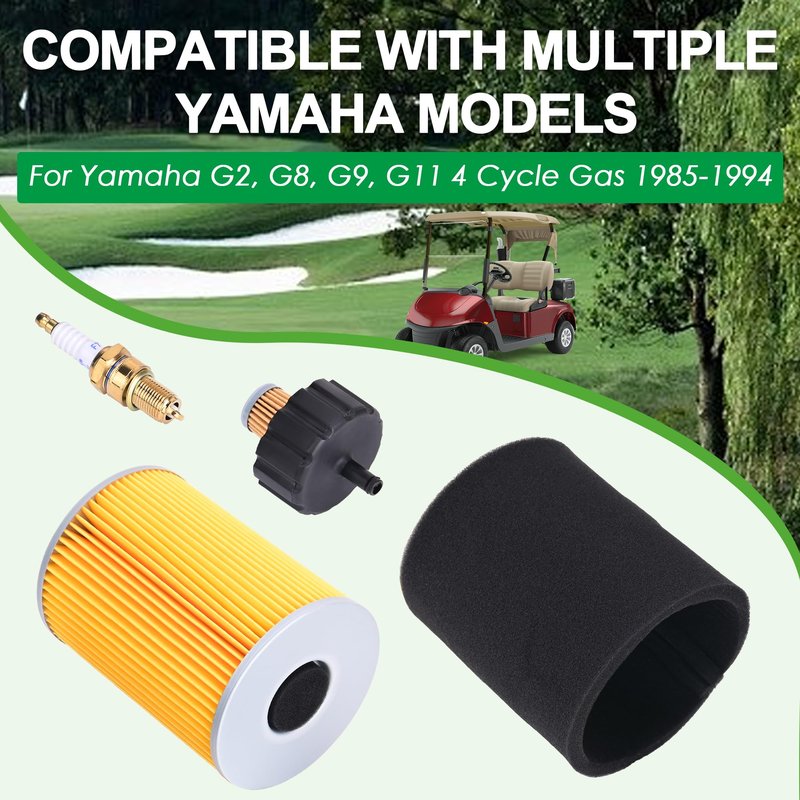 10L0L Golf Cart Air Filter Tune Up Kit for Yamaha with Spark Plug, Filter Kits Set for G2 G8 G9 G11 4 Cycle Gas 1985-1994, Replace J10-14417-00 J38-14450-00