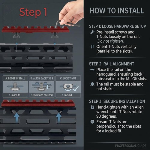 GOTICAL 13 Slots Red Rail Section Compatible for M Lock Set of 2 Pieces