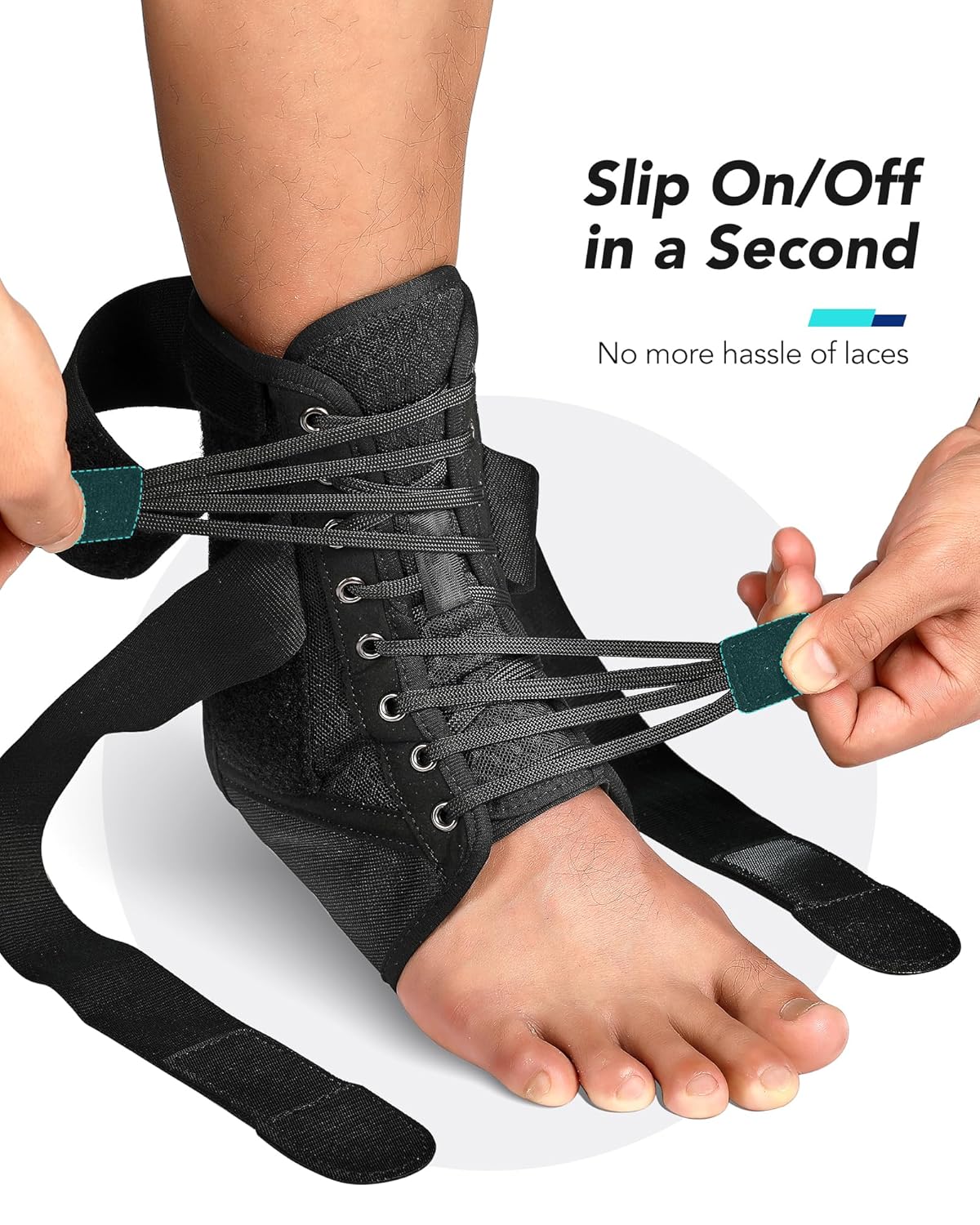 Quick Lace Up Ankle Brace - Adjustable Support with Removable Side Splints for Injury Recovery | Unisex
