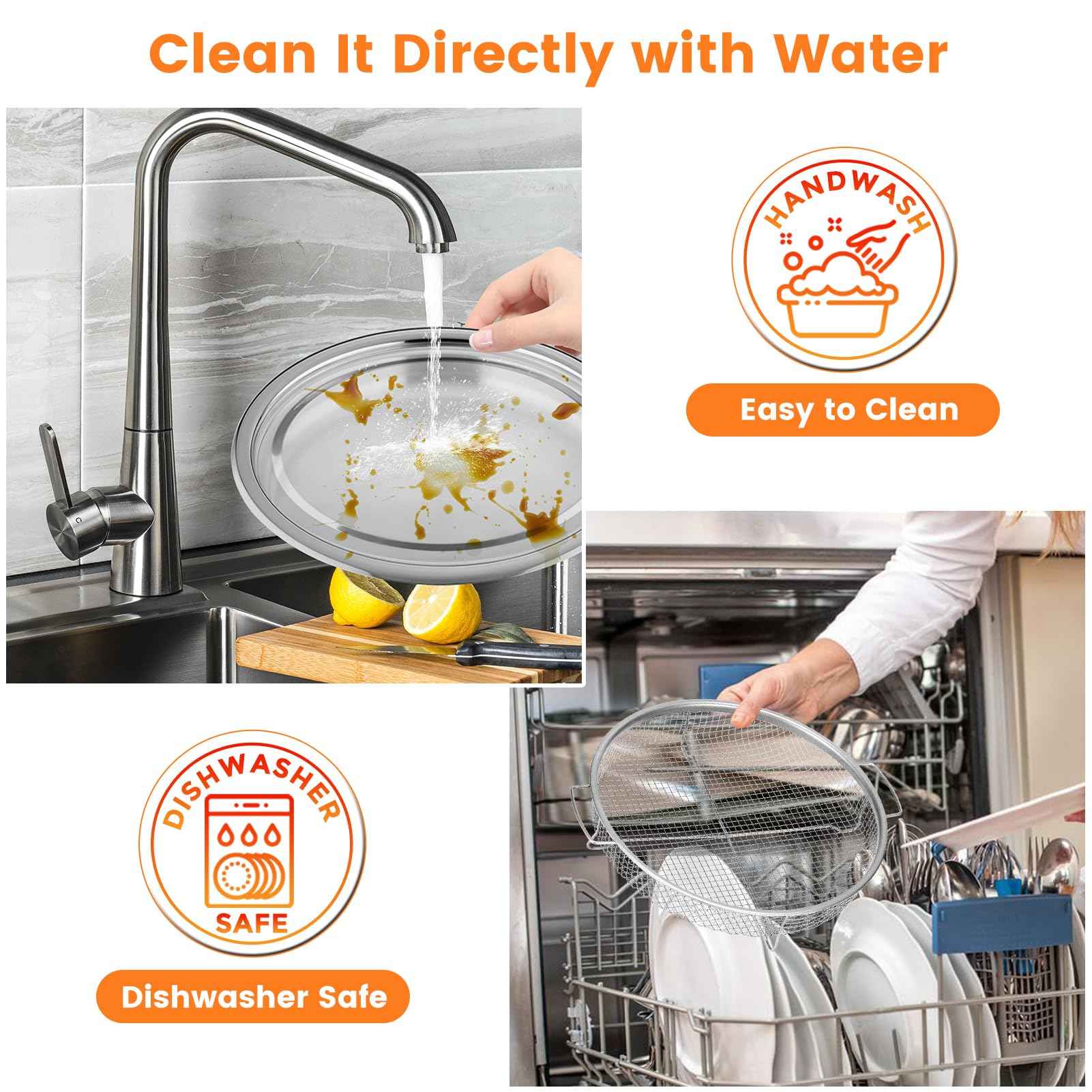 Air Fryer Basket for Oven,2 Pieces Set Round Silver 12.9'' Non-stick Stainless Steel Mesh Air Fryer Baking Tray Accessories Rack Roasting Grill Basket for Convection Oven Air Fryer, Dishwasher Safe