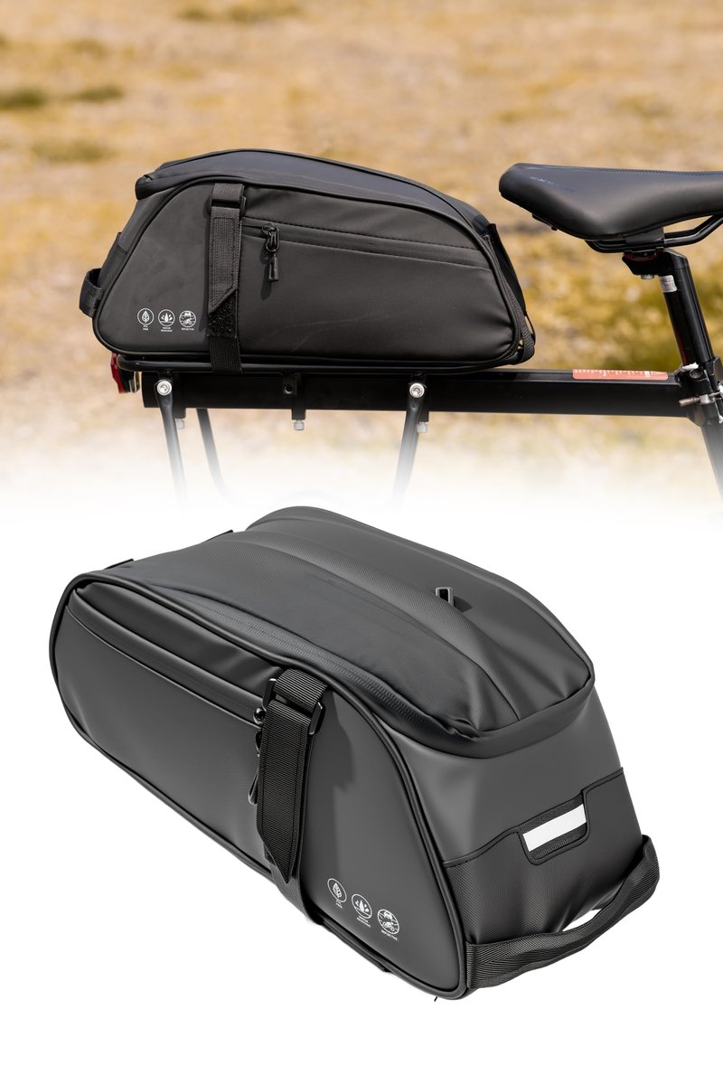 OFFBONDAGE Bike Rack Bag, Reflective Waterproof Bike Bags for Bicycles Rear Rack, 8L Bike Trunk Bag with Multi-Pocket, Bike Backpack with Shoulder Strap for Outdoor Cycling, Commuting