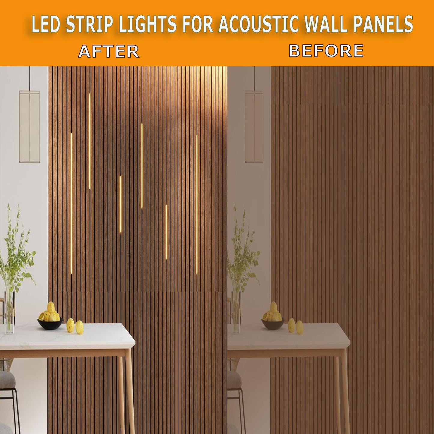 ATA LED Recessed Lighting Kit for Wall Panels - 6pcs Self-Adhesive Wall LED Lights for Interior Wall Decor, 3000k Touching Switch Light for Wood Slat Wall Panels (Hidden Touch Sensor Switch)