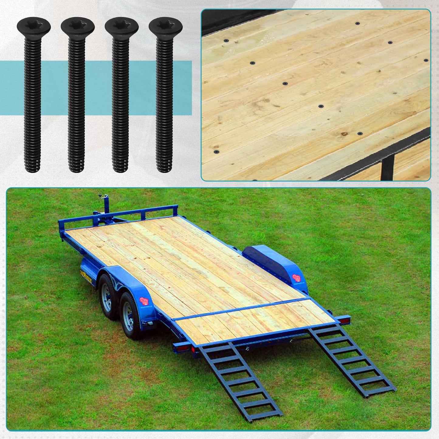 Bopowo 1/4-20 x 2 1/2 Flat Head Floorboard Thread Cutting Screws, Type F, (Star - Six Lobe - Torx Drive), Black Phosphate Finish, Countersunk, T-30 Drive and 7/32 Drill bit