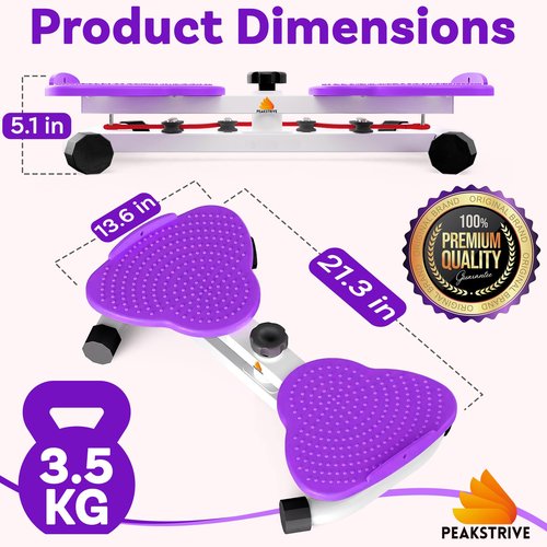Waist Twister Machine Exercise with 5 Resistance Bands, Ab Twister Board for Weight Loss, Waist Twister with 300lbs Capacity, Noiseless and Anti-Slip - Home Gym Equipment for Women(Purple)