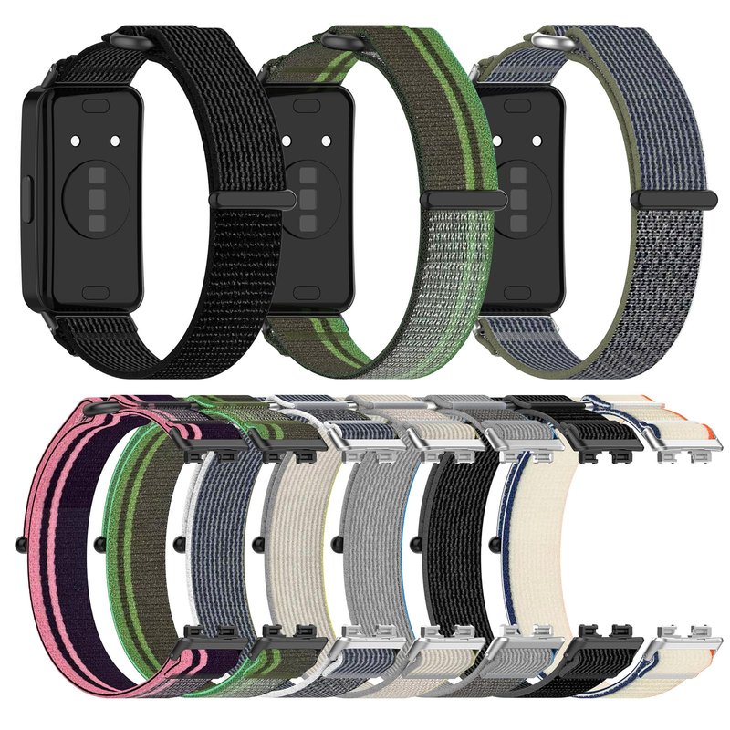 MOTONG Compatible with Huawei Band 10 Replacement Strap - Repalcement Nylon Wrist Strap Compatible with Huawei Band 10/9/8(Black + Grey)