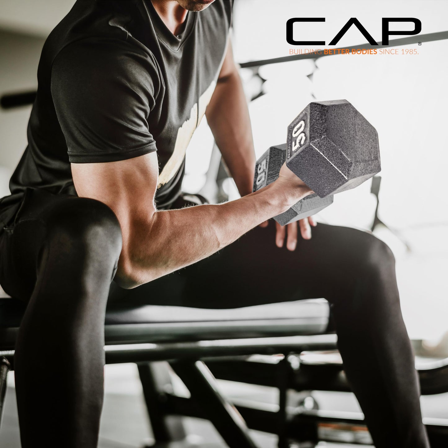 CAP Cast Iron Hex Dumbbell, Pair, 20 lb