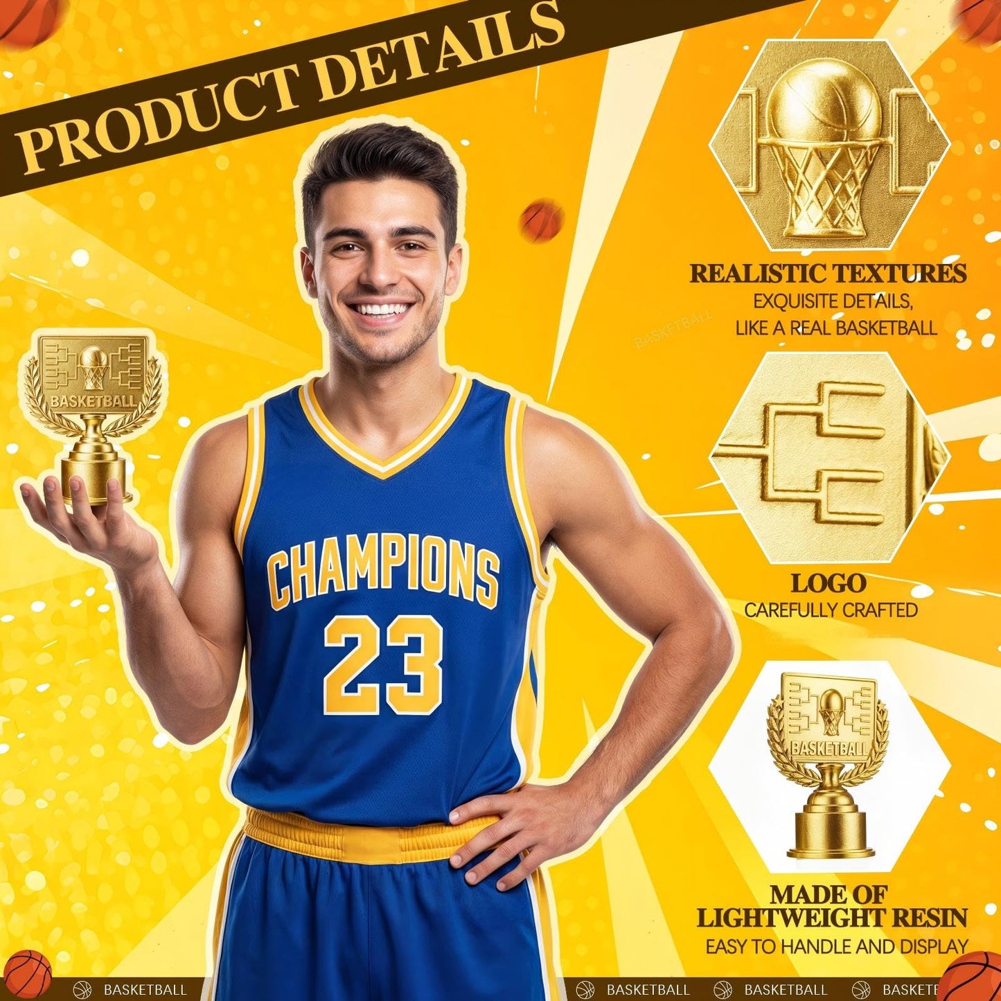 Amyhill March Basketball Trophy Madness Basketball Winner Award for Madness Challenge Tournament Funny Sports Recognition Trophy Gift for Team Competition Prizes