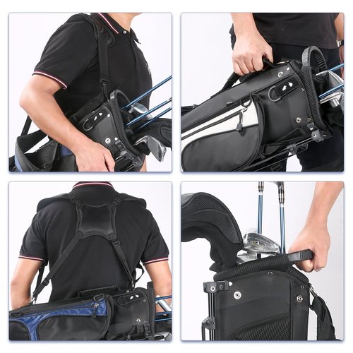 LONGCHAO Golf Bag, 4 Way Golf Bag Stand with Backpack Shoulder,6 Pockets Ping Golf Club Bag, 2 Bags in 1 for Women (4 Way-Black)