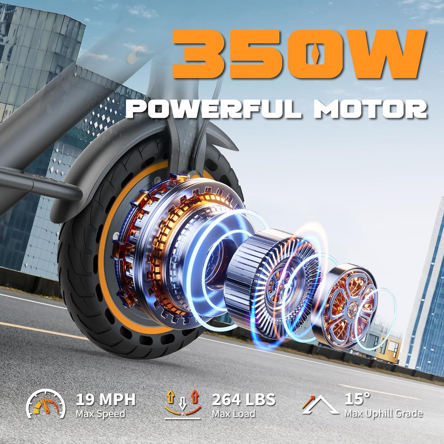 VOLPAM Electric Scooter - 350W/500W Motor, 8.5"/10" Solid Tires, 19/22 MPH, Up to 32 Miles Range