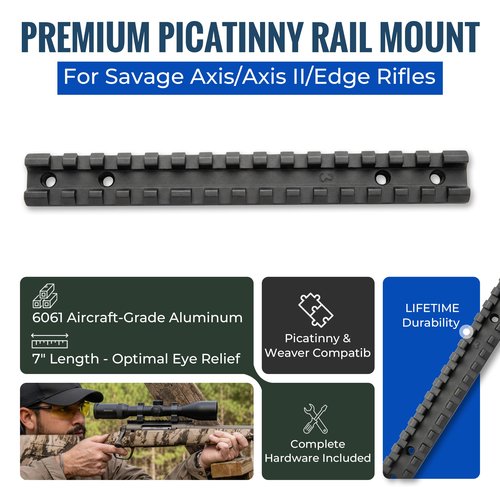 GOTICAL Picatinny Rail Mount for Savage Axis/Edge Rifles Mounting Hardware Included Allows for Picatinny or Weaver Standard Scope Rings Mounts Red Dots Flushlights Lasers