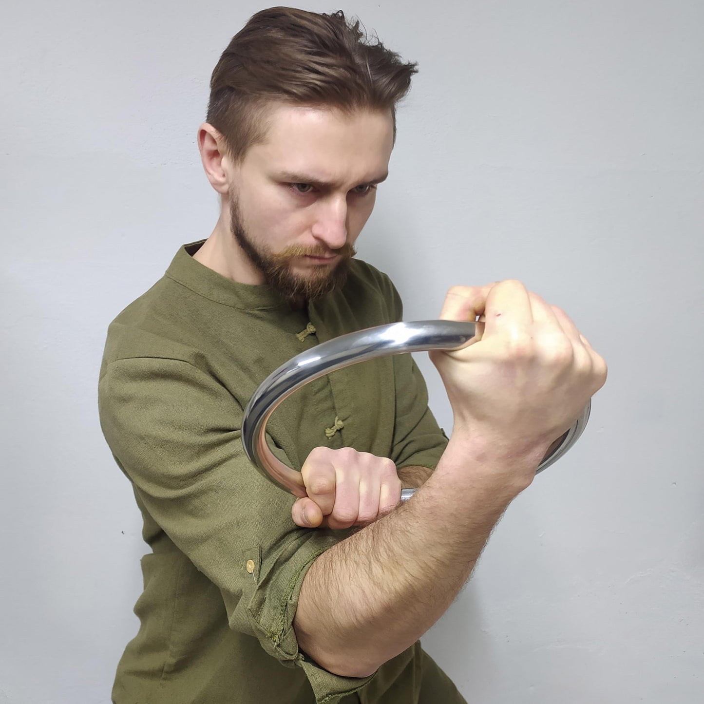 Wing Chun Stainless Ring Yewen Sau Sticky Hand Strength Training Tsun Siu Lum Kung Fu Self Defense Gun