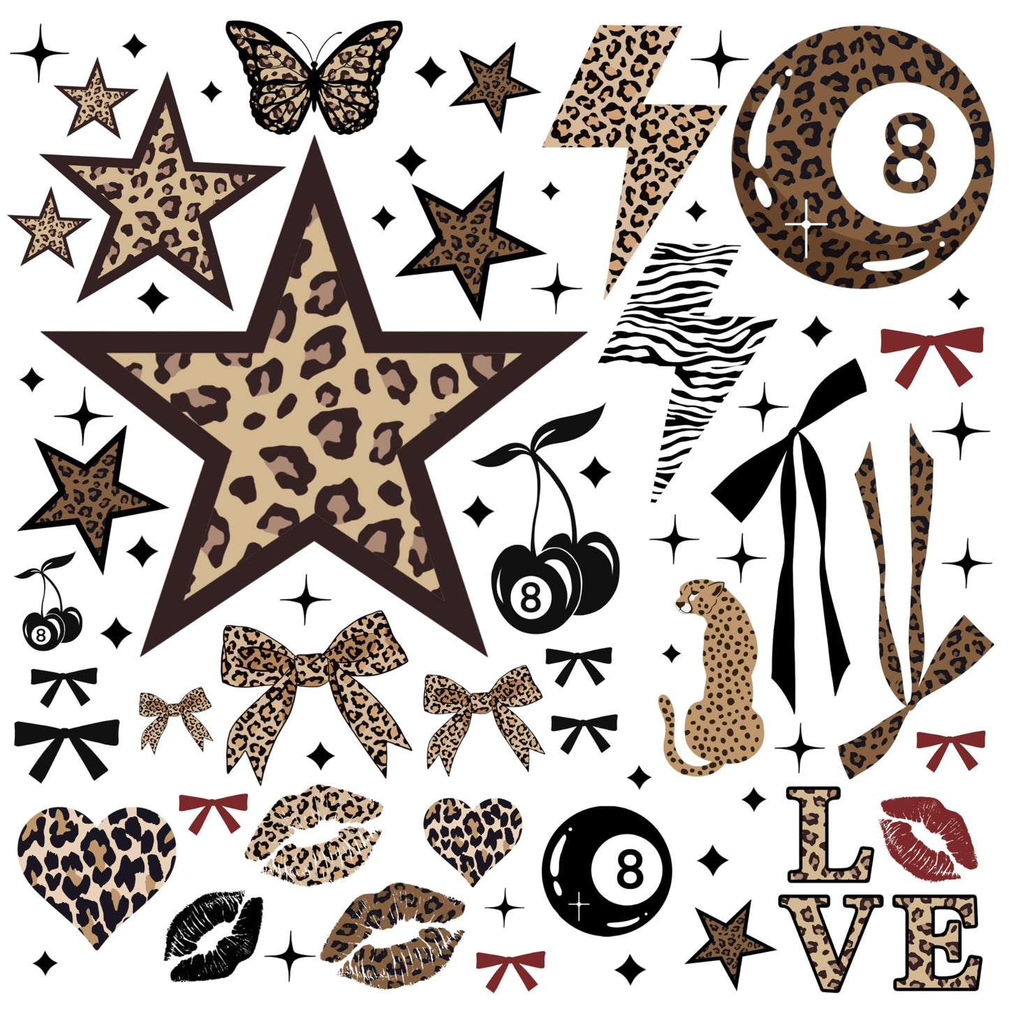 TwoDays 100Pcs Cheetah Print Wall Stickers, Trendy Leopard Print Room Decor Aesthetic for Cheetah Party Favors, Chic Luxury Y2K Fashion Decal for Home Bedroom Apartment Dorm