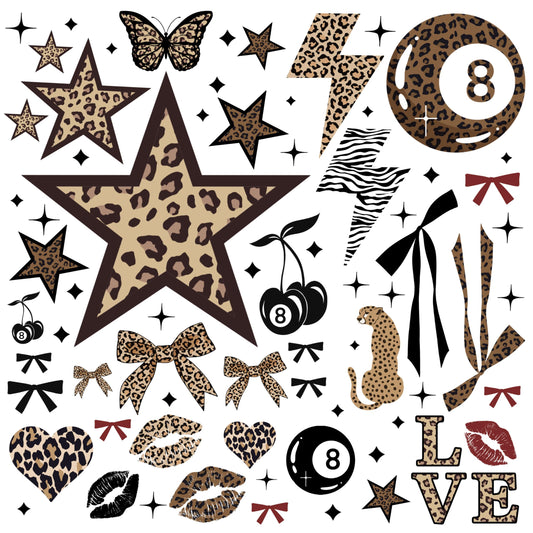 TwoDays 100Pcs Cheetah Print Wall Stickers, Trendy Leopard Print Room Decor Aesthetic for Cheetah Party Favors, Chic Luxury Y2K Fashion Decal for Home Bedroom Apartment Dorm