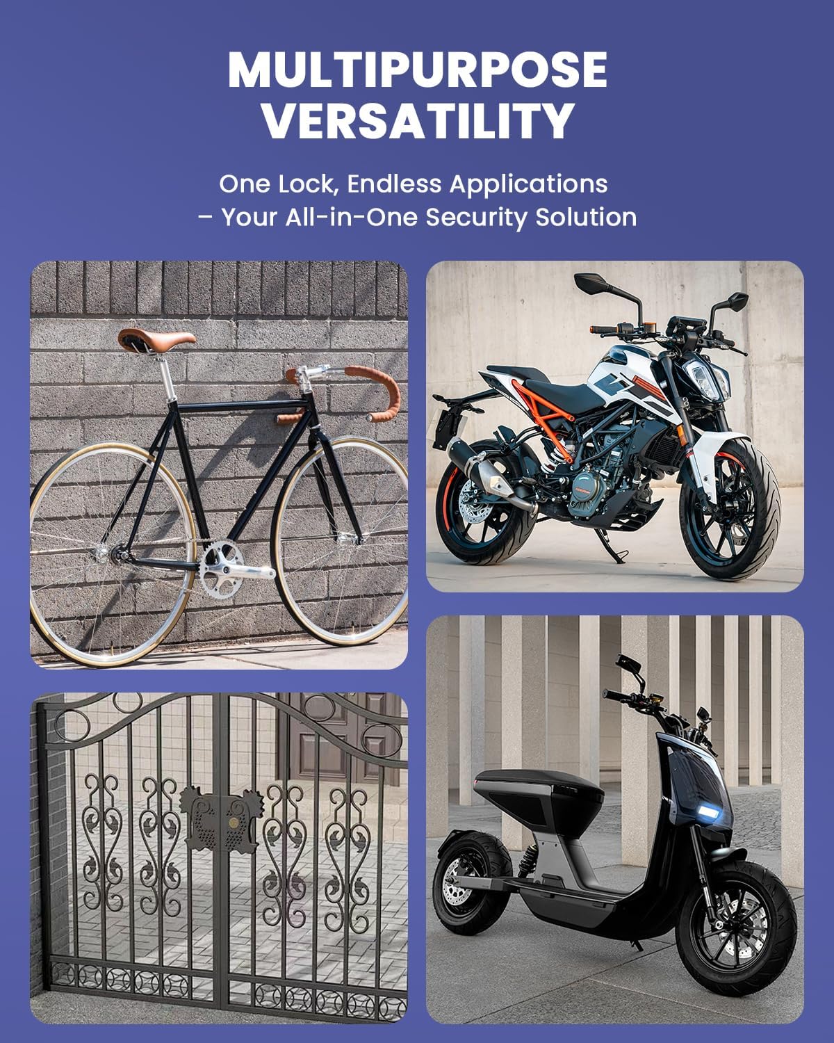 ONVIAN Heavy Duty Bike Lock - 5 Digit Combination, 3.2Ft Long Chain for High Security | Ideal for Ebikes, Scooters, and More