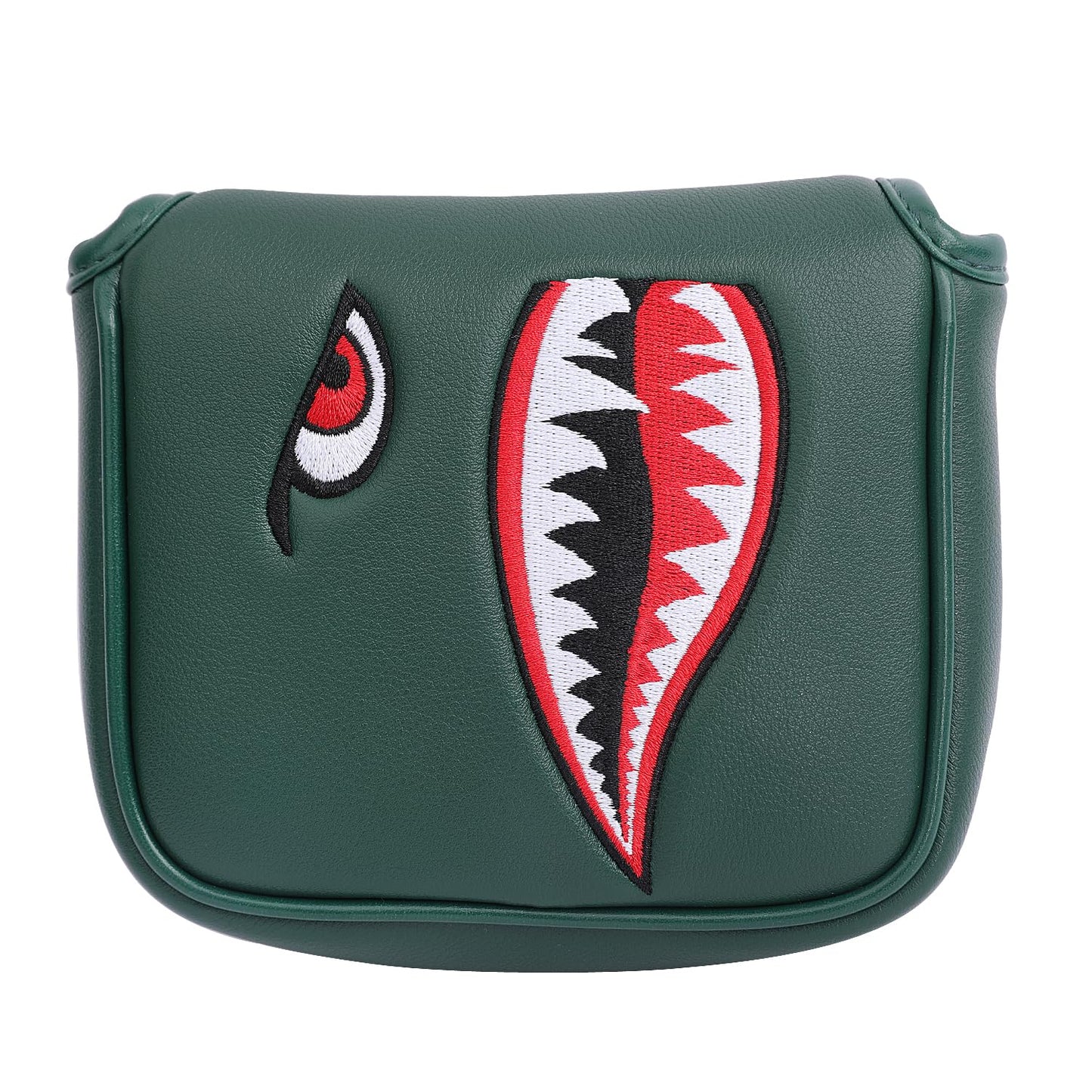 SHABIER Dark Green Golf Putter Cover with Tiger Shark Design Golf Large Mallet Headcover