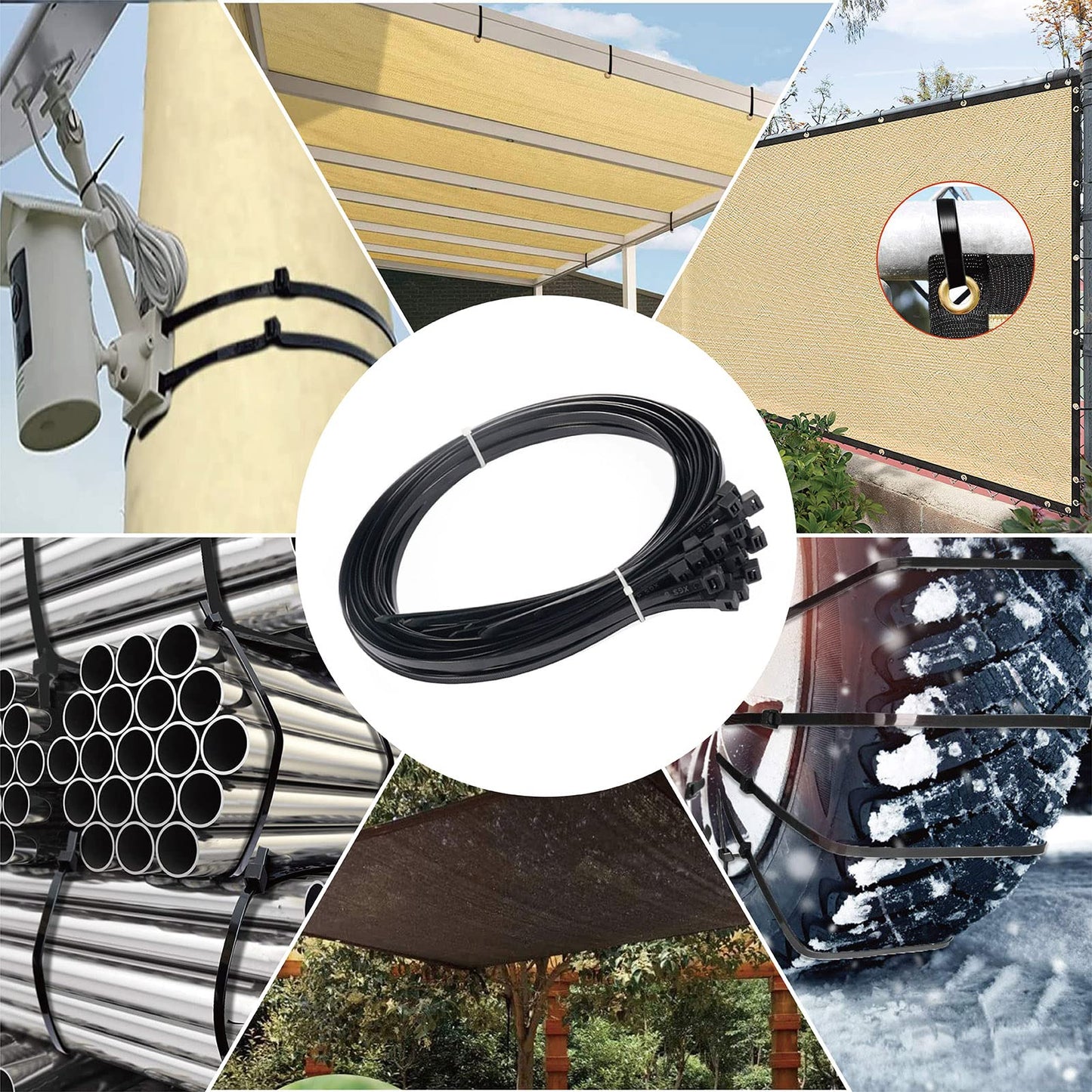 Large Zip Ties Heavy Duty 24 inch (500 Pack), 220 lb Tensile Strength for Outdoor Use, Black Cable Ties, Long Wire Ties by ANOSON