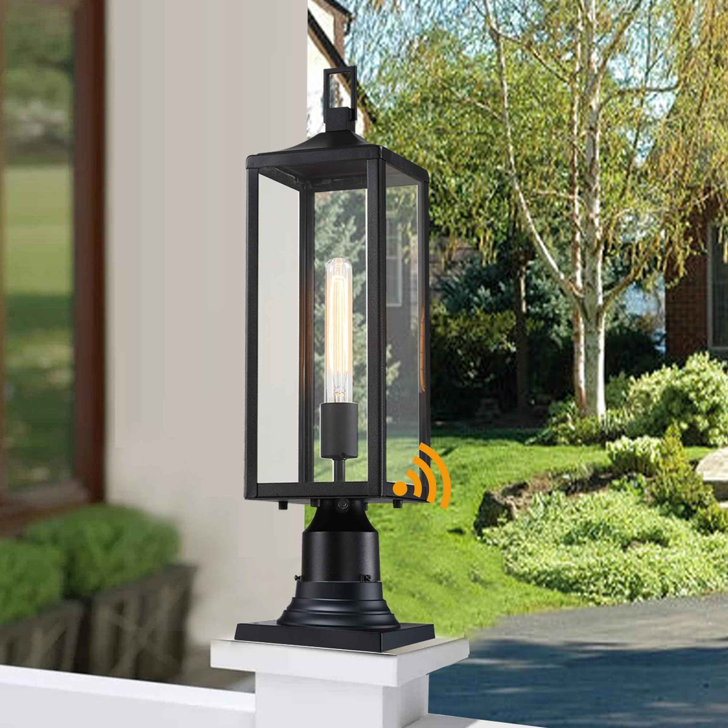 Faymart lighting 21.3 Inch Outdoor Lamp Post Light Fixture Dusk to Dawn - Residential Sidewalk Lamp Post Sconce Dusk to Dawn Outside Pole Lantern for House Outdoor Column Light, E26