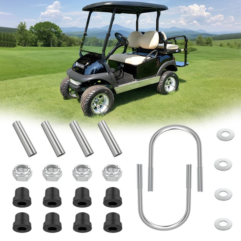 10L0L Heavy Duty Golf Cart Rear Leaf Spring Kit 4-Leaf Leaf Spring with Bushings & Sleeves Fits Club Car Precedent/Onward 2004+