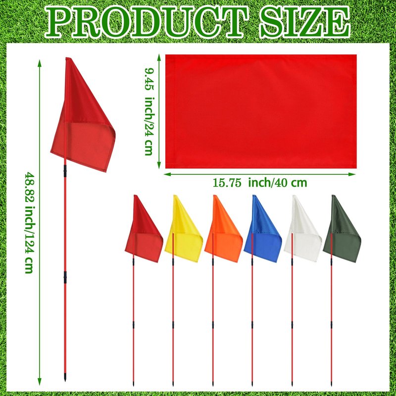Motionchic 6 Set Golf Flag stick for Putting Green Golf Nylon Flags Pin Flags 3 Section Portable Putting Green Flagpoles for Backyard Practice Indoor Outdoor